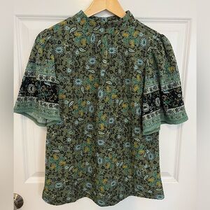 NWT LOFT Green Floral Top